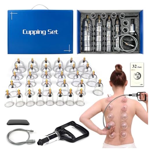 Cupping Therapy Set,32 Therapy Cups Cupping Set with Pump, Professional Chinese Acupoint Cupping Therapy Sets Hijama for Cupping Massage, Muscle&Joints