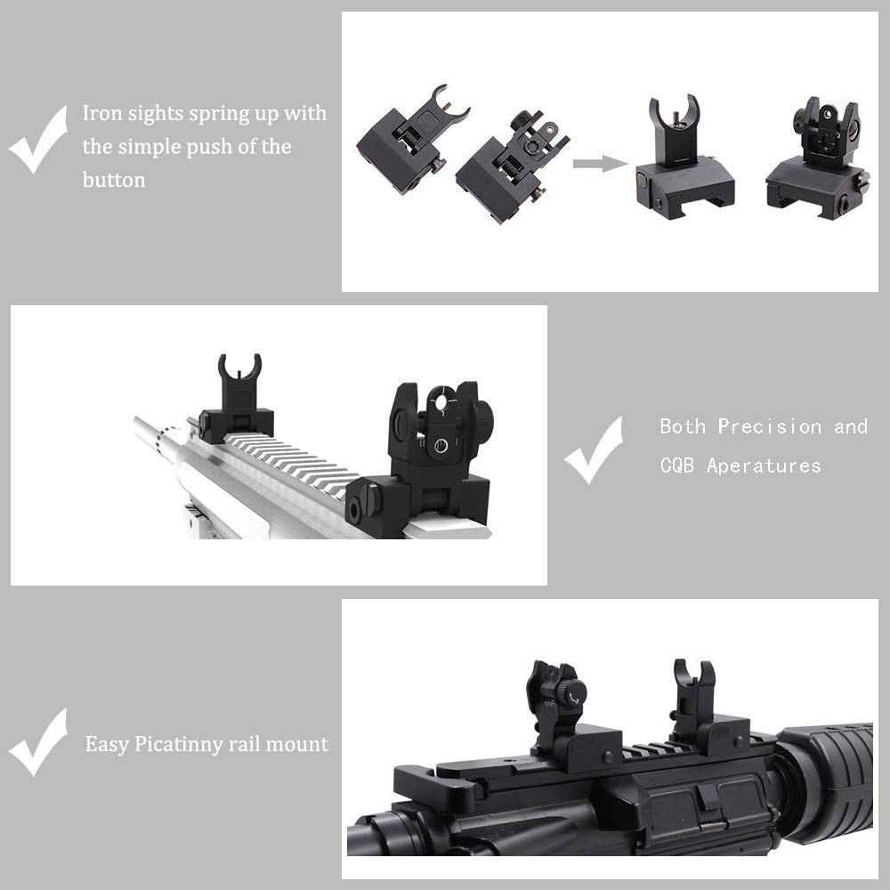 ACEXIER US Flip Up Avant Arrière Ensemble de Vue en Fer Double Demi-Lune Forme Viseurs pour Montage 20mm Fusil de Chasse Accessoires Airsoft
