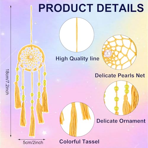 INFUNLY 12 Set Small Boho DIY Mini Dream Catcher Making Kit, Rainbow Color Handmade Dream Catcher Kit for Adults - Image 3