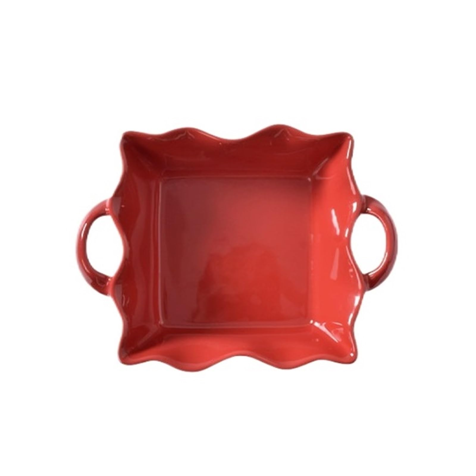 plat de cuisson en céramique rouge vintage avec bords ondulés Pain