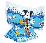 Disney Micky Maus und Donald Duck Bettwäsche-Set, aus reiner Baumwolle, 3-teilig, Bezug, Spannbetttuch, Kissenbezug, doppelseitig bedruckt, zu 100 % italienisches Produkt