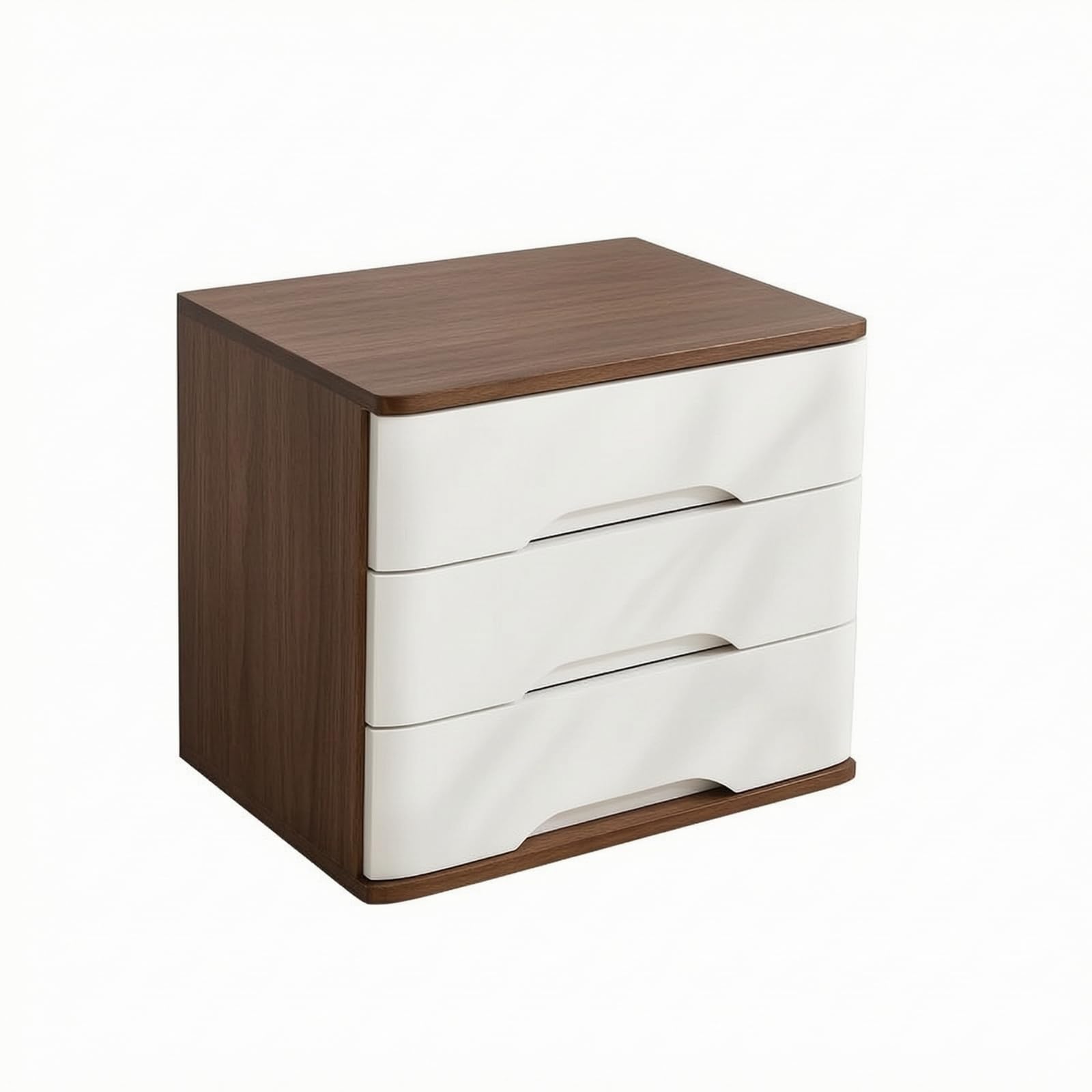 da Scrivania Cassettiera Organizer Contenitore Cassetti in Paulonia con Cassetti Sovrapposti Estraibili Adatto per Camera da Letto Scrivania Studio Spazio Piccolo, Noce + Bianco, 40 28 31CM