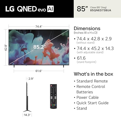 Image of LG Amazon Exclusive 85-Inch Class QNED AI 4K QNED73B Series Mini LED Smart TV w /AI Sound Pro, HDR10, AI 4K Super Upscaling, Filmmaker Mode, Wow Orchestra, Compatible with Alexa (85QNED73BUA, 2026)