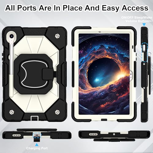 Image of WESOROL Case for Samsung Galaxy Tab S10 Lite /S10 FE /S9 FE 10.9 Inch Galaxy Tab S9 11 Inch,Shockproof Cover for Samsung S9 FE Tablet Case with Screen Protector Rotate Stand Pen Holder,Black Beige
