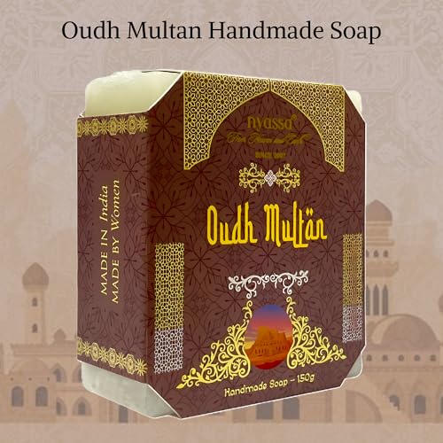 Image of NYASSA Premium Oudh Multan Handmade Natural Bathing Soap-150grm | Shea Butter, Organic Sweet Almond Oil | Oud Fragrance | Moisturizer | Smooth & Soft Skin | All Skin Type