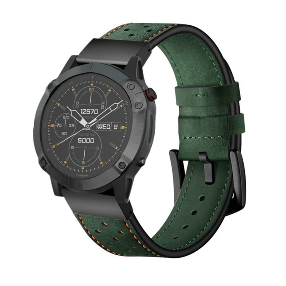 Bracelet Garmin Fenix 7 cuir kaki à pois pour le quotidien
