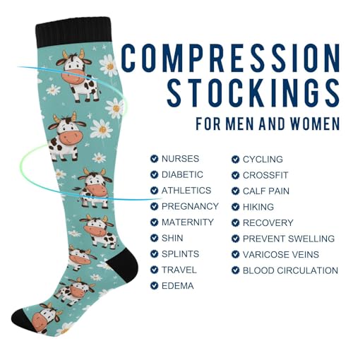 Image of Wusikd Heartbeat Symbol Compression Socks for Women and Men Circulation Black Long Socks for Athletic Running 1