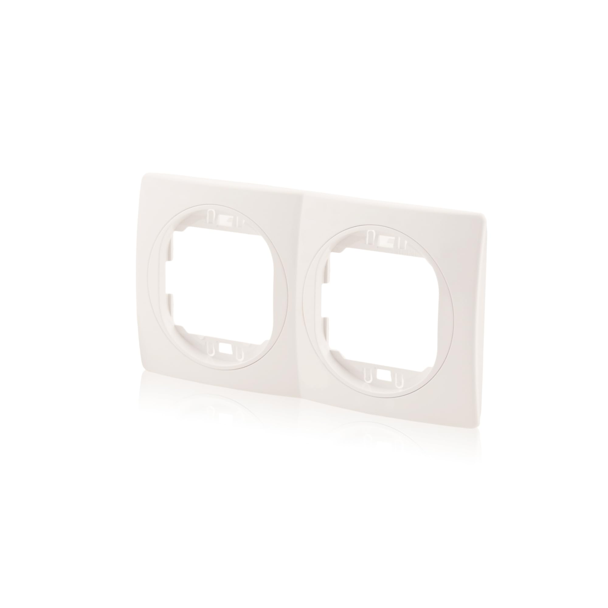 Set Nobilis 2x Daten-Buchse, Weiß, 2-fach 2xRJ45 Cat 6 FTP, Ø 60mm & 2er Rahmen, horizontal 80x151mm