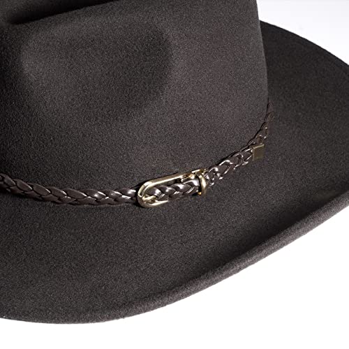 Felt Cowboy Cowgirl Hat Western Outback Wide Brim Hat 100% Wool Felt Fedora Crushable Western Cowboy Hat With Buckle For Women And Men Coffee #TOP1