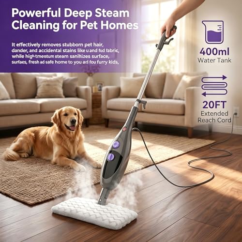 Steam Mop,12 in 1 Steam Cleaner for Home,15s Fast Heat-Up Steam Mops for Floor Cleaning with 180° Adjustable Mop Head,Detachable Handheld Steamer for Hardwood,Tile,Carpet, Clothes,Windows & Furniture — view 4