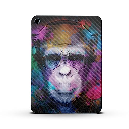 Image of MightySkins Carbon Fiber Skin Compatible with Apple iPad 10.9 inch 10th Gen (2022) Full Wrap Kit - Neon Monkey | Protective, Durable Textured Carbon Fiber Finish | Easy to Apply | Made in The USA