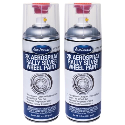 Eastwood 2K Catalyzed Aerospray Durable Finish Rally Wheel Silver Urethane Paint | 11.5 oz | 2 Pack