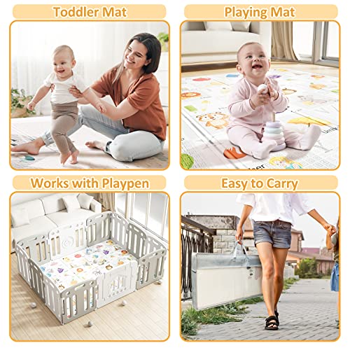 Pufeng Baby Play Mat 79" X 59", Reversible Foldable Baby Playmat, Waterproof Anti-Slip Foam Floor Playmat Non-Toxic Portable Baby Crawling Mat For Infants, Toddler, Kids, Indoor Outdoor Use #TOP6