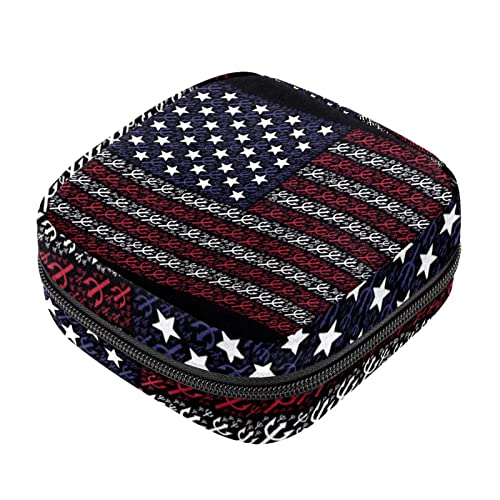 Sacchetto di immagazzinaggio del tovagliolo sanitario sacchetti del prodotto femminile sacchetto portatile del kit mestruale per ragazze donne signore bandiera degli Stati Uniti Trident Fork
