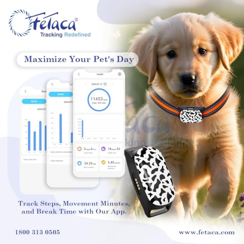 Image of FeTaca New Smart 4G Waterproof Pet GPS Tracker for Dogs, Small Cats & Other Animals with 1 Year Free Subscription of Tracking Platform & Data SIM