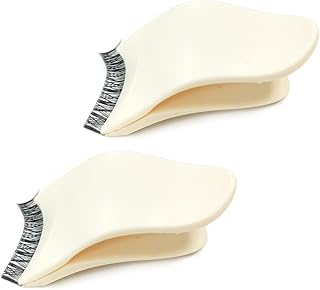 DAGEDA False Eyelash Applicator 2Pcs, False Lash Applicator Tool Lash Clip for Wear Eyelashes and Lash Extensions, Easy to Use Lash Tweezer, Beginner Friendly Lashes Buddy Eye Makeup Tools (Beige*2)