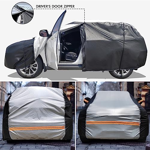 Image of 6 Layers Car Cover Waterproof All Weather Car Cover Waterproof All Weather, Outdoor Full Exterior Cover Rain Sun UV Snowproof Protection with Zipper Cotton for SUV (185-190inch)