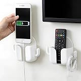 2 Pcs No Drill Adhesive Wall Mount Holders Fashion White Plastic Multifunctional Storage Racks for Phones Bedroom Living Room Kitchen Bathroom Minimalist Home Organizers
