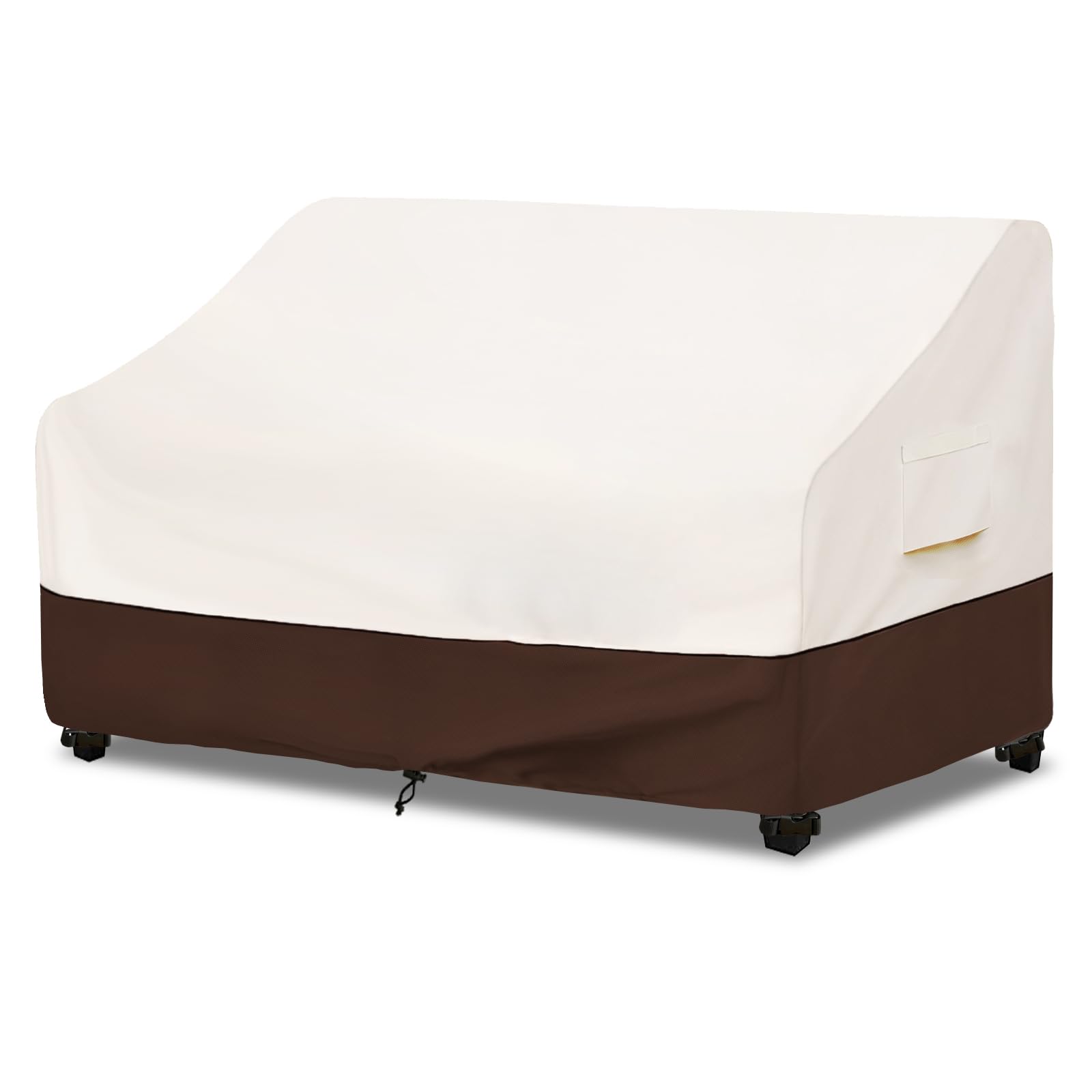 Bitubi Waterproof Patio Sofa Cover, Heavy Duty 3-Seater Outdoor Couch Cover Size Up to 85W x 38D x 35H Inches, Lawn Patio Furniture Covers with Air Vent (Brown)