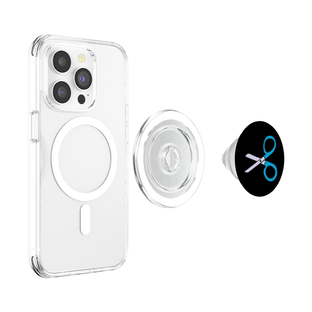 Scissors - Rock Paper Scissors Funny Team Halloween Costume PopSockets PopGrip for MagSafe, Clear - Image 3