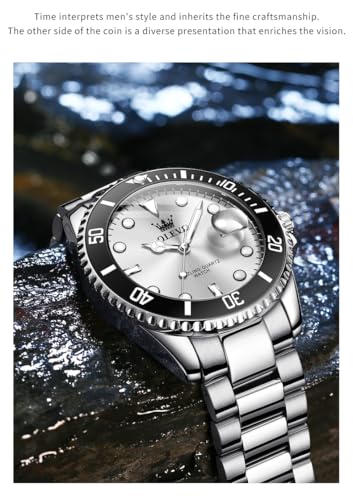 Image of OLEVS Watches for Men,Classic Luxury Big Face Men Watches, Silver Dress Stainless Steel Men Wrist Watch with Luminous Analog Relojes para Hombres
