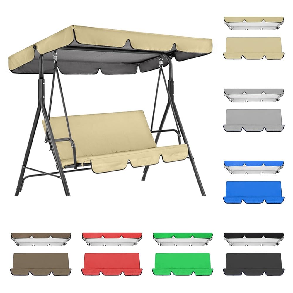 SMCMGECEUZ Swing Canopy Cover Set Porch Swing Replacement Canopy Covers, Patio Swing Seat Covers Waterproof Replacement Canopy Top Cover For Swing Seat(Beige,195x125cm(77x49in))