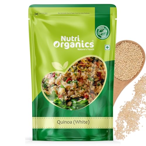 Image of NutriOrganics White Quinoa Seeds | Healthy Food | Gluten-Free | Saponin Free | High Protein & Fiber | Diet Food | 100% Wholegrain Cereal, 500 gram