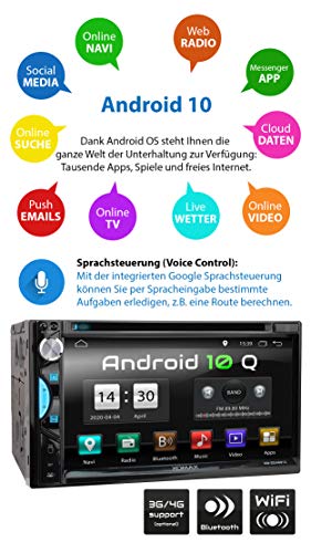 XOMAX XM-2DA6912 Autoradio mit Android 10, Quad Core, 2GB RAM, 32GB ROM, GPS Navigation I Support: WiFi WLAN, 3G 4G, DAB… - Image 3