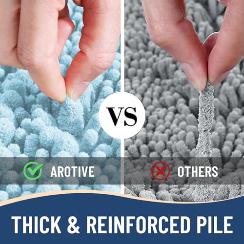 Image of Arotive Luxury Bathroom Ruuner Rugs 30x17, Extra Soft Thick Absorbent Shaggy Chenille Bath Rugs, Machine Wash Dry, Bath Mats for Bathroom Floor, Tub and Shower, Home Decor Accessories, Blue