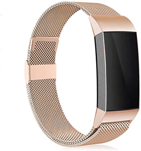 malagu Replacement Bands Compatible with Fitbit Charge 3, Stainless Steel Metal Bands Adjustable