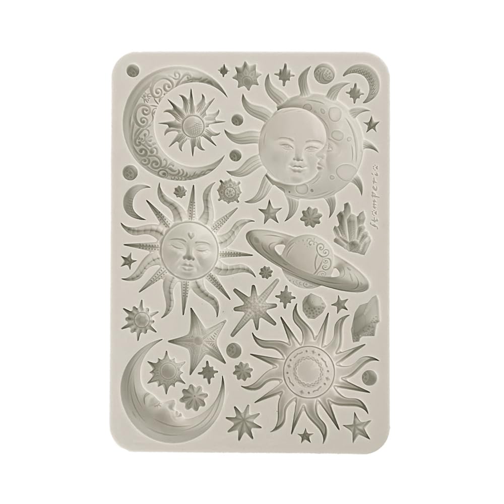 Stamperia - Silicone Mould A5 for Scrapbooking, Bullet Journals and More, Non-Stick, Suitable for Air-Dry Clay, Resin and More, Perfect for Crafts and Gifting (Favourites Refresh, Sun and Moon)