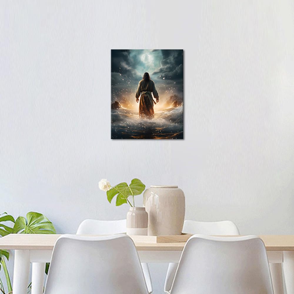 Produktbild von Malen Nach Zahlen 'Jesus Auf Dem Wasser' | 16x20 Zoll | Für Erwachsene & Anfänger