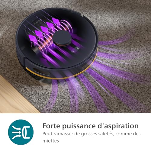 Philips Homerun 2000 Series : Robot aspirateur et serpillière 2-en-1 avec 2700 Pa d'aspiration & 130 Min d'autonomie, Navigation Laser, Carpet Boost, Contrôle par Application, Bleu Nuit (XU2000/10)