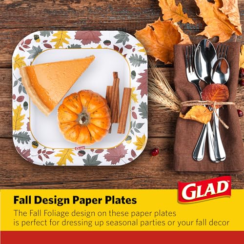 Image of Glad Square Disposable Paper Plates, Falling Foliage, 10 Inch, 58 Ct, 6-Pk