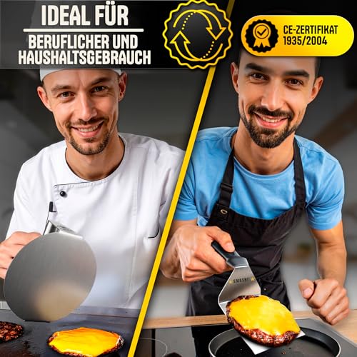 SMASHI® Smash Burger Set aus Edelstahl 304 – Professionelles Set mit Antihaft-Presse, Grillspachtel & Burgerglocke – Mit Rezepten (Basis-Set)