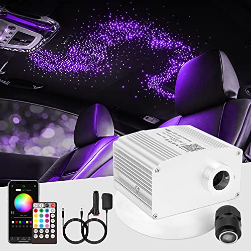 CHINLY Bluetooth 10 W RGBW Twinkle LED Fiber Optic Star zestaw lamp sufitowych, aplikacja / pilot zdalnego sterowania (330 szt.¹ck*0,75 mm + 30 szt./1,0 mm + 10 szt./1,5 mm)*3m do domu/samochodu