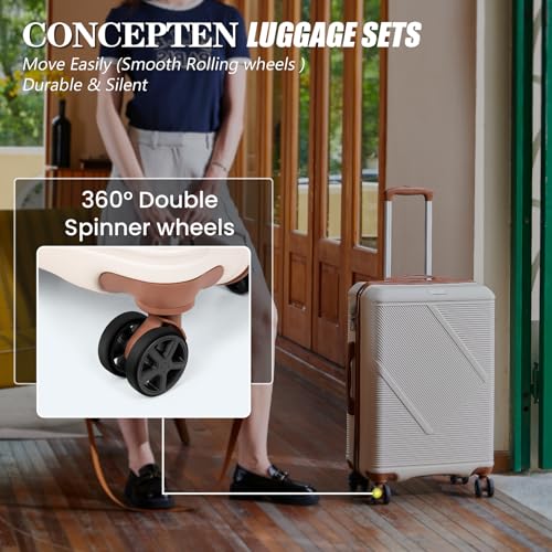 Image of CONCEPTEN Luggage Sets 3 Piece, 20 Inch Carry On Suitcases With Spinner Wheels, Lightweight Travel Luggage With TSA Lock, ABS Hardshell Suitcase (Black)