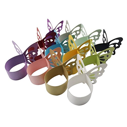 Sorive Pack Of 50 Butterfly Paper Napkin Rings For Wedding Party Decoration (Dark Red/Crimson) #TOP6