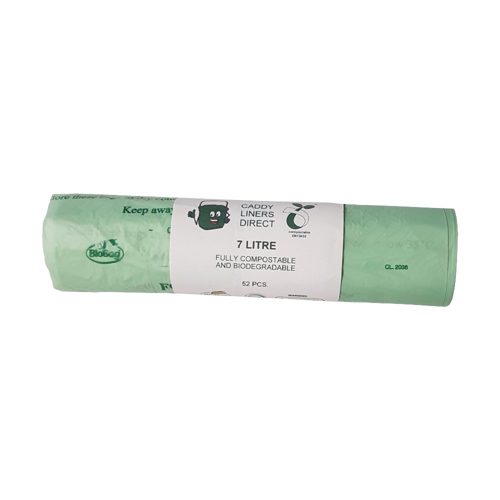 Caddy Liners Direct Green 7 Litre X 52 Biobag Compostable Biodegradable Kitchen Food Waste Caddy Bin Liner Bags - En13432 (7L-50)