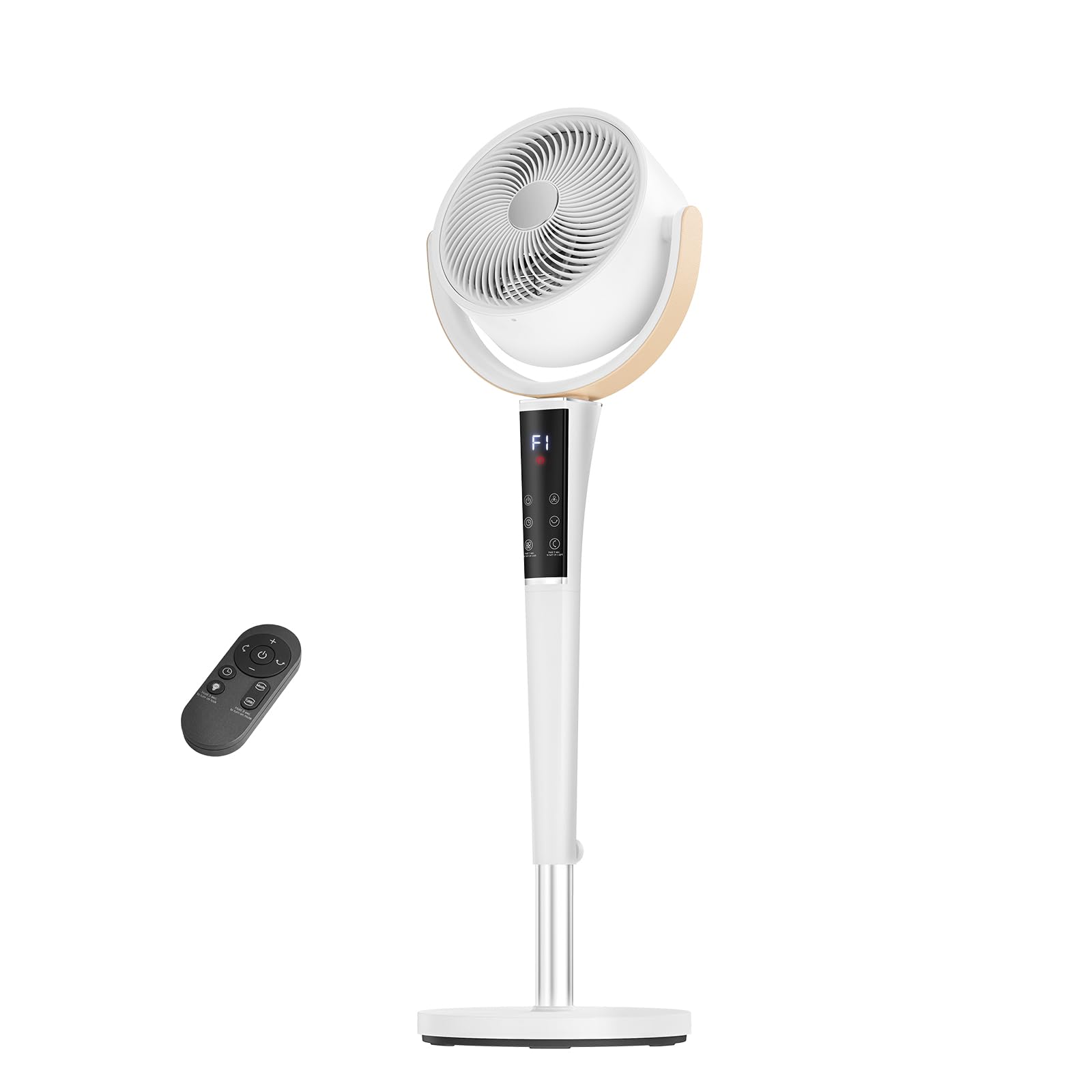 NEWBULIG Pedestal Fan, front view, white color