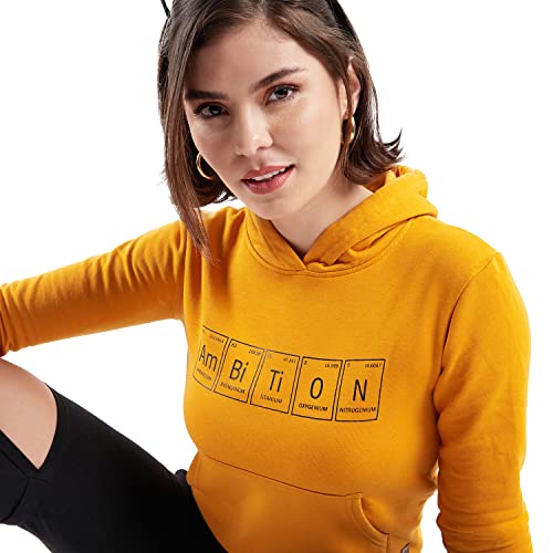 Image of PINACOLADA Women's Cotton Solid Printed Sweatshirt with Hoodie, Regular Fit for Casual Wear Full Sleeve Sweatshirt Crafted with Comfort Fit and High-Performance for Everyday Wear