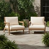 Christopher Knight Home Maeve Set of 2 Mid Century Modern Patio Furniture Acacia...