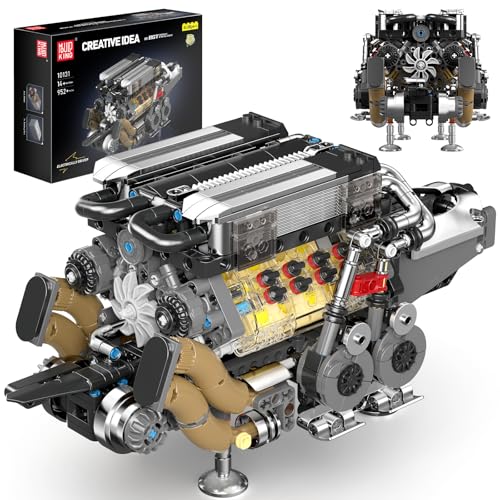 Mould King W16 Engine Toys Building Sets, Model Engine Kit for Adults, V8 Mini Engine Scale Model with Motor, 10131 STEM DIY Building Kits That Works, Blocks for Adults Aged 14+(952 Pieces)