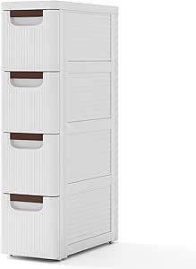 COSTWAY Slim Bathroom Floor Cabinet, Mobile Narrow Bathroom Storage ...