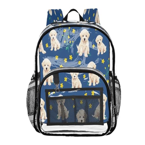 Clear Backpack for School Dog Flower Transparent Bookbag for Girls See Through PVC Boy Backpacks