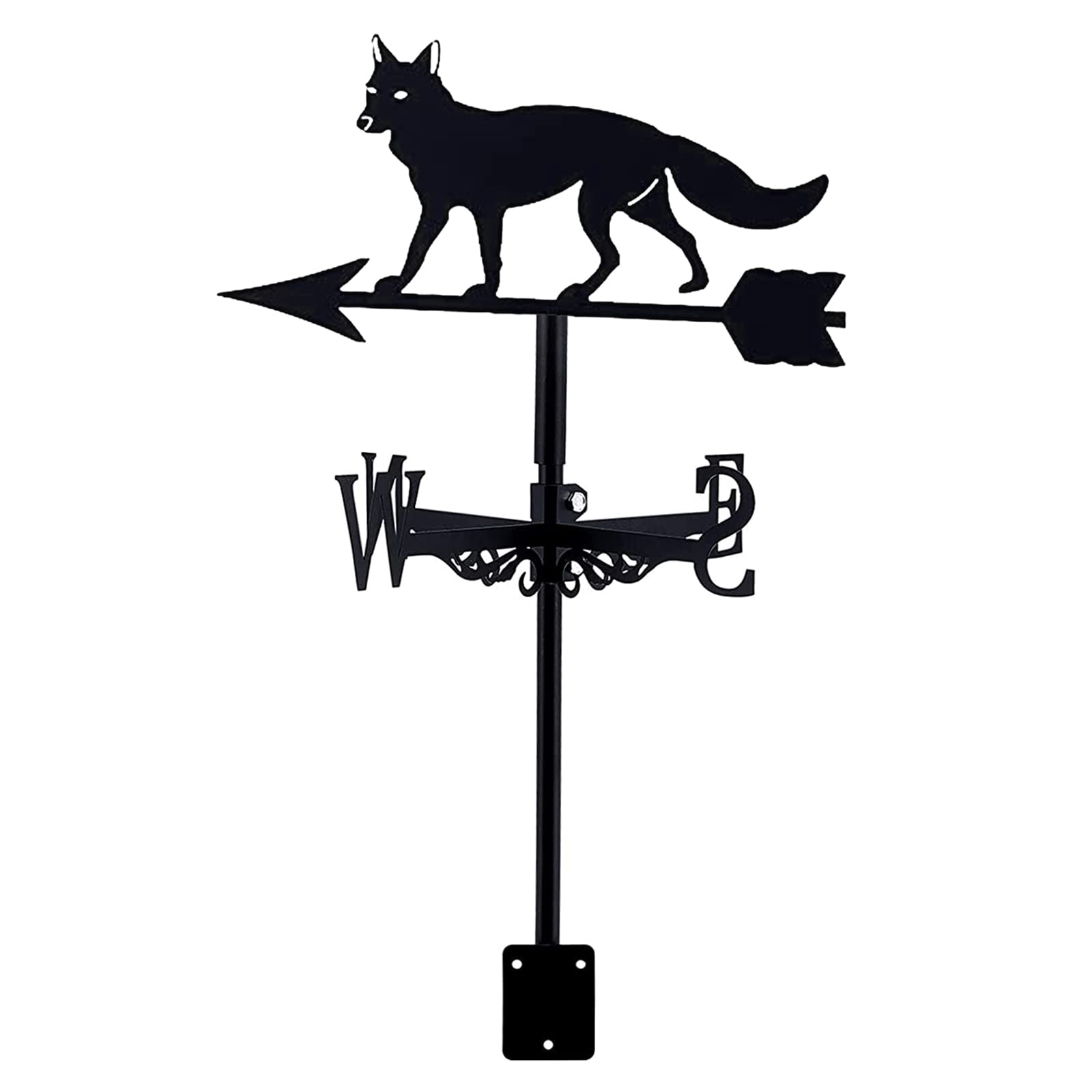 EICOFF Decorative Wind Vane, Fox Weathervane Cast Iron Weather Vane Garden Metal Decorations Wind Direction Indicator with Roof Mount for Outdoor Roof Farm Yard