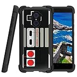 MINITURTLE Case Compatible w/ ZTE Imperial Max Cover, Grand X Max 2 Defender Case, Max Duo Case [Shockwave Armor] Heavy Duty Hybrid Stand Case - Retro Controller