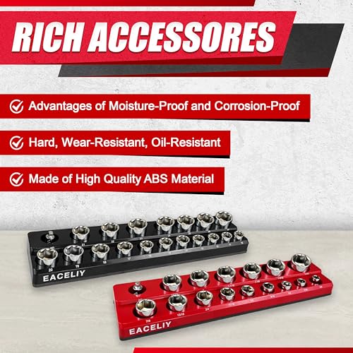 Image of Magnetic Socket Organizer Set, 1 /2 inch, 1 /4 inch and 3 /8 inch SAE & Metric Deep & Shallow Tools Tray Holder Kit, holds 199pcs Sockets (sockets not included) (8PC 1 /2&3 /8&1 /4) 丨8PCS