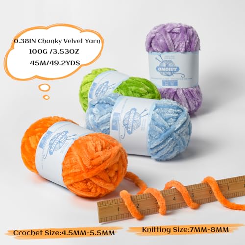 Image of 12 Pack 590 (yd) Chunky Chenille Yarn for Crocheting and Hand Knitting with Black Red White Green Yellow Rainbow Plush Velvet Yarn，Baby Blanket Yarn for Crocheting Soft Amigurumi Yarn