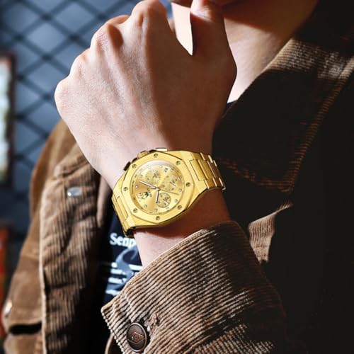 Image of OLEVS Watches for Men Luxury Fashion Large Dial Male Watches Analog Quartz Stainless Steel Waterproof Business Dress Men's Wrist Watch